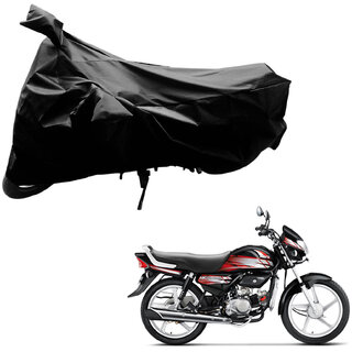                       AutoRetail Two Wheeler Polyster Cover for Hero HF Deluxe with Mirror Pocket (Black Color)                                              