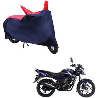                       AutoRetail Two Wheeler Polyster Cover for Bajaj DisPolyster Cover 150 with Mirror Pocket (Red and Blue Color)                                              