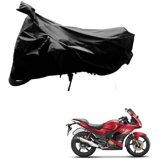                      AutoRetail Two Wheeler Polyster Cover for Hero Karizma with Mirror Pocket (Black Color)                                              