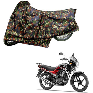                       AutoRetail Dust Proof Two Wheeler Polyster Cover for Yamaha YBR 110 (Mirror Pocket, Jungle Color)                                              