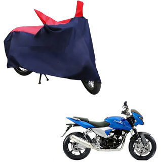                       AutoRetail Two Wheeler Polyster Cover for Bajaj Pulsar 150 DTS-i with Mirror Pocket (Red and Blue Color)                                              