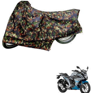                       AutoRetail Two Wheeler Polyster Cover for Yamaha Fazer with Sun Protection (Mirror Pocket, Jungle Color)                                              