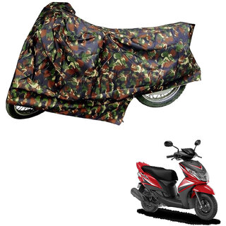                       AutoRetail Two Wheeler Polyster Cover for Yamaha Ray with Sun Protection (Mirror Pocket, Jungle Color)                                              