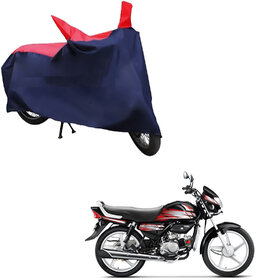 AutoRetail Two Wheeler Polyster Cover for Hero HF Deluxe with Mirror Pocket (Red and Blue Color)