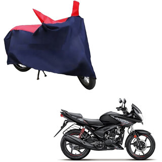                       AutoRetail Two Wheeler Polyster Cover for Hero Ignitor with Mirror Pocket (Red and Blue Color)                                              