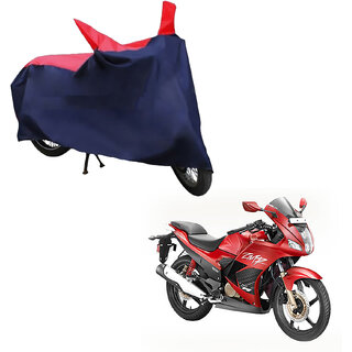                       AutoRetail Two Wheeler Polyster Cover for Hero Karizma ZMR with Mirror Pocket (Red and Blue Color)                                              