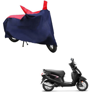                       AutoRetail Two Wheeler Polyster Cover for Hero Pleasure with Mirror Pocket (Red and Blue Color)                                              