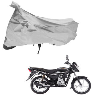                       AutoRetail Two Wheeler Polyster Cover for Bajaj Platina 100 Es with Sun Protection (Mirror Pocket, Silver Color)                                              