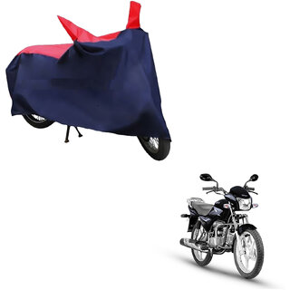                       AutoRetail Two Wheeler Polyster Cover for Hero Splendor Pro with Mirror Pocket (Red and Blue Color)                                              