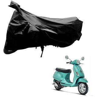                       AutoRetail Two Wheeler Polyster Cover for Mahindra Vespa Lx with Mirror Pocket (Black Color)                                              