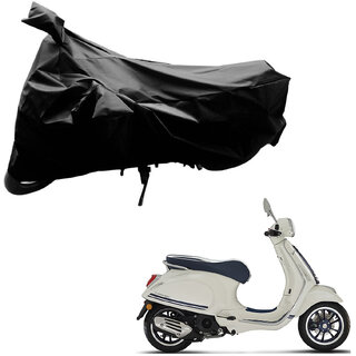                       AutoRetail Two Wheeler Polyster Cover for Piaggio Vespa with Mirror Pocket (Black Color)                                              