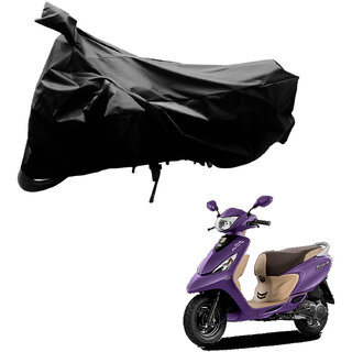                       AutoRetail UV Resistant Two Wheeler Polyster Cover for TVS Zest 110 (Mirror Pocket, Black Color)                                              