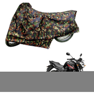                       AutoRetail Weather Resistant Two Wheeler Polyster Cover for Yamaha Fz 16 (Mirror Pocket, Jungle Color)                                              