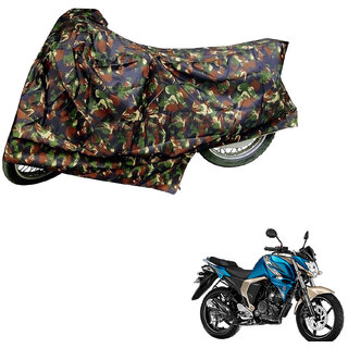 AutoRetail Weather Resistant Two Wheeler Polyster Cover for Yamaha FZ S Ver 2.0 (Mirror Pocket, Jungle Color)