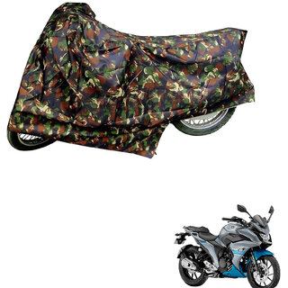                       AutoRetail Weather Resistant Two Wheeler Polyster Cover for Yamaha Fazer (Mirror Pocket, Jungle Color)                                              