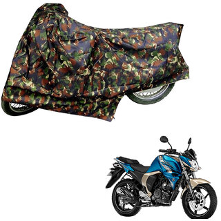                       AutoRetail Weather Resistant Two Wheeler Polyster Cover for Yamaha FZ-S (Mirror Pocket, Jungle Color)                                              