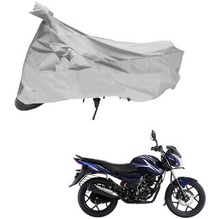                       AutoRetail Weather Resistant Two Wheeler Polyster Cover for Bajaj DisPolyster Cover 150 (Mirror Pocket, Silver Color)                                              