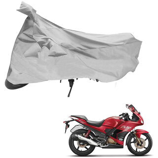                       AutoRetail Two Wheeler Polyster Cover for Hero Karizma with Sun Protection (Mirror Pocket, Silver Color)                                              