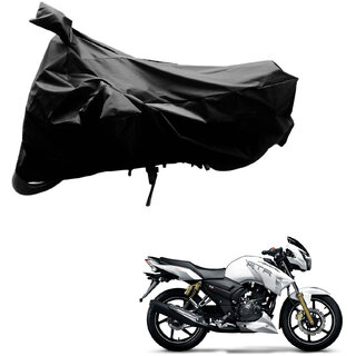                       AutoRetail Two Wheeler Polyster Cover for TVS Apache RTR 180 with Mirror Pocket (Black Color)                                              