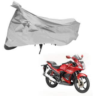                       AutoRetail Two Wheeler Polyster Cover for Hero Karizma ZMR with Sun Protection (Mirror Pocket, Silver Color)                                              