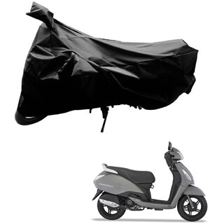                       AutoRetail Two Wheeler Polyster Cover for TVS  Jupiter with Mirror Pocket (Black Color)                                              
