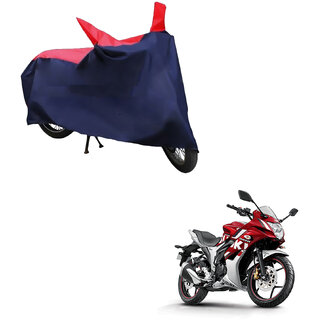                       AutoRetail Two Wheeler Polyster Cover for Suzuki Gixxer SF with Mirror Pocket (Red and Blue Color)                                              