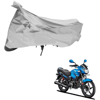                       AutoRetail Weather Resistant Two Wheeler Polyster Cover for Hero Glamour Fi (Mirror Pocket, Silver Color)                                              