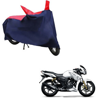                       AutoRetail Two Wheeler Polyster Cover for TVS Apache RTR 180 with Mirror Pocket (Red and Blue Color)                                              