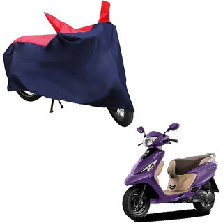                       AutoRetail Two Wheeler Polyster Cover for TVS Zest 110 with Mirror Pocket (Red and Blue Color)                                              
