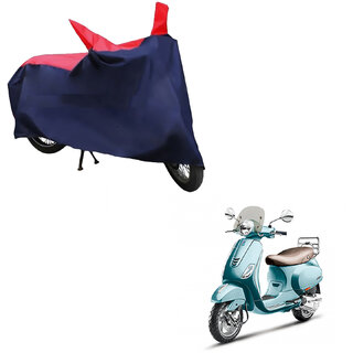                       AutoRetail Custom Made Two Wheeler Polyster Cover for Piaggio Vespa VXl 150 (Mirror Pocket, Red and Blue Color)                                              