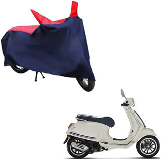                       AutoRetail Custom Made Two Wheeler Polyster Cover for Piaggio Vespa (Mirror Pocket, Red and Blue Color)                                              