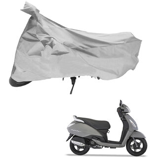                       AutoRetail Dust Proof Two Wheeler Polyster Cover for TVS  Jupiter (Mirror Pocket, Silver Color)                                              