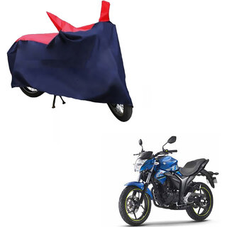                       AutoRetail Custom Made Two Wheeler Polyster Cover for Suzuki Gixxer (Mirror Pocket, Red and Blue Color)                                              