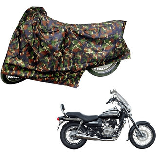                       AutoRetail Two Wheeler Polyster Cover for Bajaj Avenger 220 Cruise with Mirror Pocket (Jungle Color)                                              