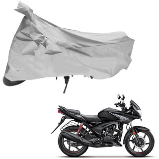                       AutoRetail Two Wheeler Polyster Cover for Hero Ignitor with Mirror Pocket (Grey Color)                                              