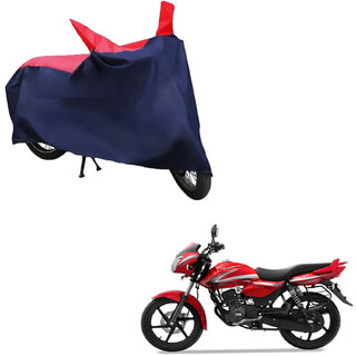                       AutoRetail Custom Made Two Wheeler Polyster Cover for TVS Phoenix 125 (Mirror Pocket, Red and Blue Color)                                              