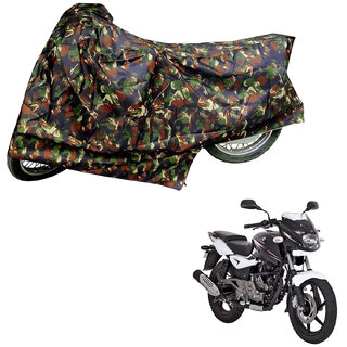                       AutoRetail Two Wheeler Polyster Cover for Bajaj Pulsar 180 DTS-i with Mirror Pocket (Jungle Color)                                              
