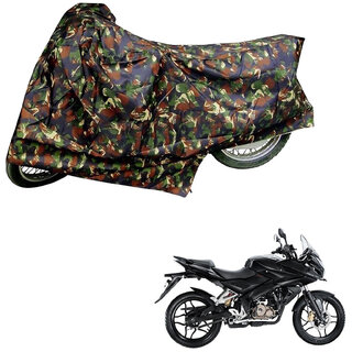                       AutoRetail Two Wheeler Polyster Cover for Bajaj Pulsar AS 150 with Mirror Pocket (Jungle Color)                                              