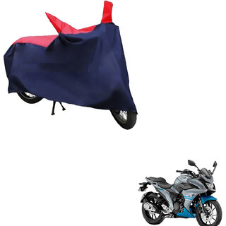                       AutoRetail Custom Made Two Wheeler Polyster Cover for Yamaha Fazer (Mirror Pocket, Red and Blue Color)                                              