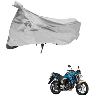                       AutoRetail Two Wheeler Polyster Cover for Yamaha FZ S Ver 2.0 with Sun Protection (Mirror Pocket, Silver Color)                                              