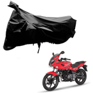                       AutoRetail Dust Proof Two Wheeler Polyster Cover for Bajaj Pulsar 220 F (Mirror Pocket, Black Color)                                              
