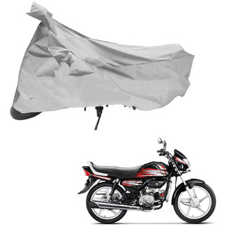                       AutoRetail Custom Made Two Wheeler Polyster Cover for Hero HF Deluxe (Mirror Pocket, Grey Color)                                              