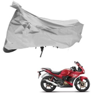                       AutoRetail Custom Made Two Wheeler Polyster Cover for Hero Karizma (Mirror Pocket, Grey Color)                                              