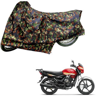                       AutoRetail Two Wheeler Polyster Cover for Hero HF Dawn with Mirror Pocket (Jungle Color)                                              