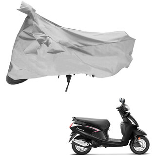                       AutoRetail Custom Made Two Wheeler Polyster Cover for Hero Pleasure (Mirror Pocket, Grey Color)                                              