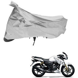                       AutoRetail UV Resistant Two Wheeler Polyster Cover for TVS Apache RTR 180 (Mirror Pocket, Grey Color)                                              
