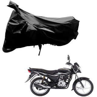                       AutoRetail Two Wheeler Polyster Cover for Bajaj Platina 100 Es with Sun Protection (Mirror Pocket, Black Color)                                              