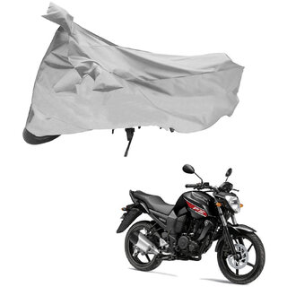                       AutoRetail Weather Resistant Two Wheeler Polyster Cover for Yamaha Fz 16 (Mirror Pocket, Silver Color)                                              