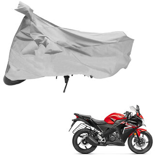                       AutoRetail Custom Made Two Wheeler Polyster Cover for Honda CBR 150R (Mirror Pocket, Grey Color)                                              