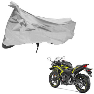                       AutoRetail Custom Made Two Wheeler Polyster Cover for Honda CBR 250R (Mirror Pocket, Grey Color)                                              